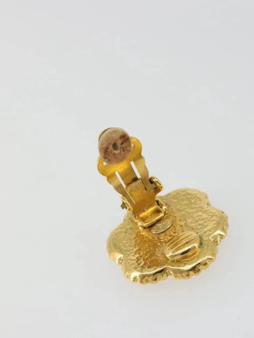 CHANEL Earring Metal Gold Tone CC Auth BA13636M